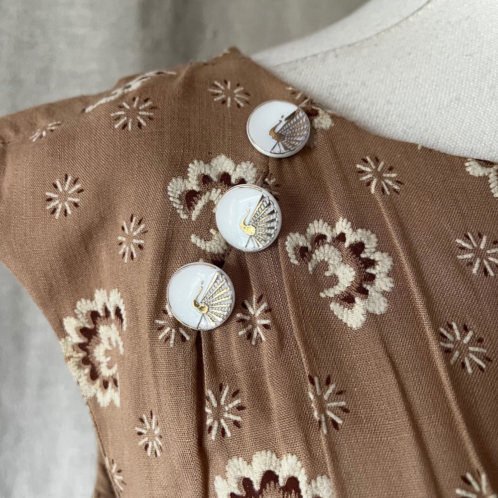 Vintage 1940s Dress Set Novelty Bird Button Sailor Collar Jacket Ensemble S - Picture 4 of 8